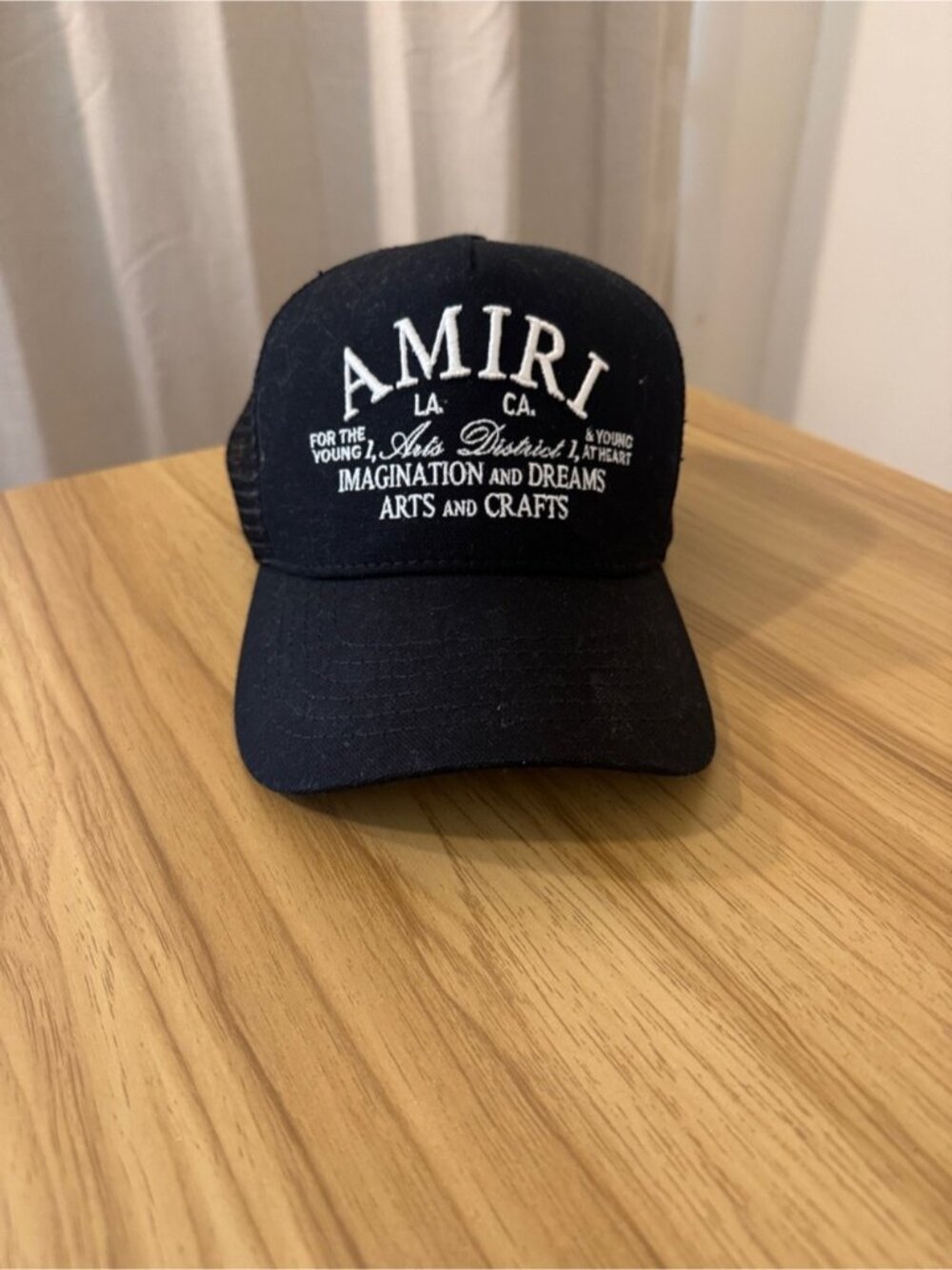 AMIRI Black Cap with White Logo Embroidery